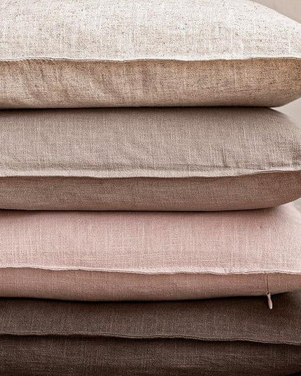 Foindtower Pack of 2, Decorative Linen Solid Throw Pillow Covers Soft Accent Cushion Case Boho Farmhouse Pillowcase for Bed Chair Couch Sofa Bedroom Living Room Home Decor 22 x 22 Inch Light Pink