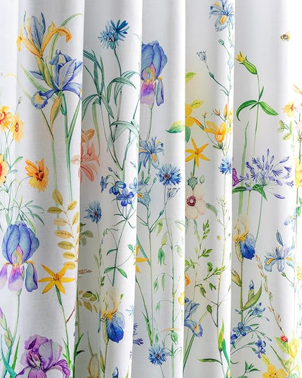 Maison d' Hermine Curtains for Living Room 100% Cotton 96 inch Length One Panel Light Filtering Curtains for Bedroom Windows with Rod and Loop Pockets Drapes (Fleurs De Mai, 50" W x 96" L)