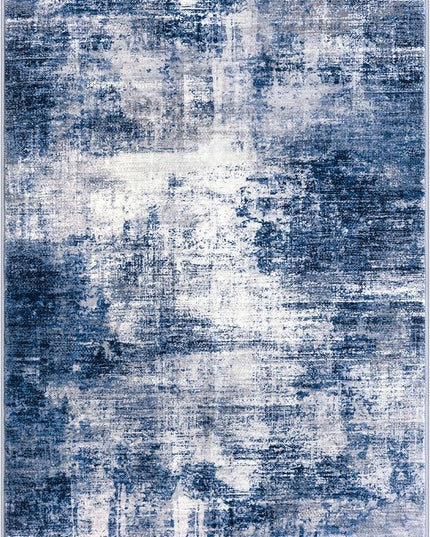 IOHOUZE Small Abstract Area Rug 2x3 Ft Entryway Rugs Washable Door Mat Indoor Entrance, Rubber Backed Throw Rugs, Printed Faux Wool Non Slip Floor Carpet for Foyer Front Door Sink, Navy/Grey
