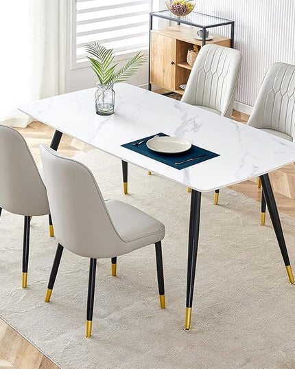 5 Piece Dining Table Set, 4 Chair Dining Table Set, Sintered Stone Kitchen Table Top and Modern Chairs Set of 4 for Kitchen Dining Room