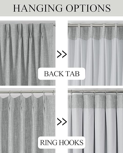 Vision Home Silver Grey Pinch Pleated Full Blackout Curtains Room Darkening Window Curtains 84 inch for Living Room Bedroom Thermal Insulated Pinch Pleat Drapes with Hooks Back Tab 2 Panel 40" Wx84 L