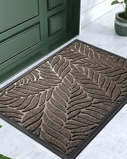 Yimobra Front Door Mat Outdoor Indoor, 29.5x17 All-Season Waterproof Door Mat Outside Entrance, All-Weather Non-Slip Outside Doormat for Garage Patio Entryway, Brown