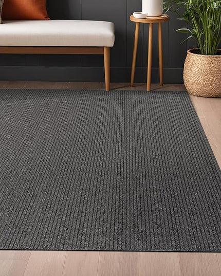 Beverly Rug Non-Slip Modern Rug 6x9 Solid Traditional Rubber Backing Machine Washable Soft Thin Indoor Area Rugs for Living Room Stain Resistant Non Shedding Casual Carpet (6 x 9 Gray)