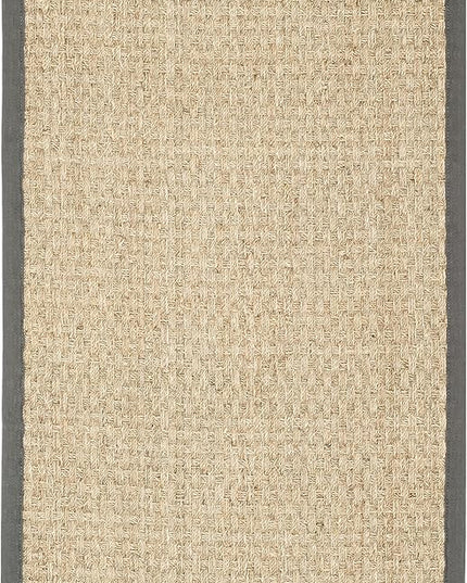 SAFAVIEH Area Rug 3x5 - Natural Fiber Collection - Natural & Dark Grey, Seagrass, Basketweave Pattern with Border (NF114Q)