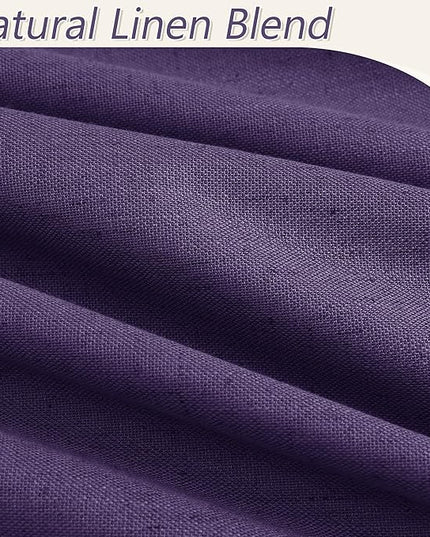 Guken 100% Blackout Curtains 120 Inch Length 2 Panels Set for Living Room Bedroom Back Tab Thermal Insulated Black Out Linen Drapes Room Darkening New Purple,52x120