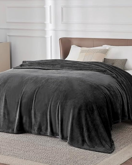 Bedsure GentleSoft Fleece Blanket California King Size Charcoal - Lightweight Plush Fuzzy Cozy Soft Bed Blankets, 102x96 inches