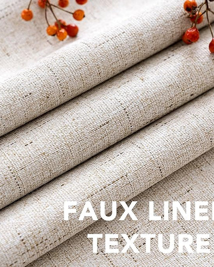 H.VERSAILTEX Linen Blackout Curtains 54 Inches Long 100% Blackout Thermal Insulated Textured Linen Look Curtain Draperies Anti-Rust Grommet, Energy Saving with White Liner, 2 Panels, Natural