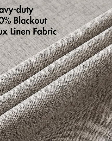 MIULEE 100% Blackout Linen Textured Curtains for Bedroom Solid Thermal Insulated Warm Taupe Grommet Room Darkening Curtains & Drapes Luxury Decor for Living Room Nursery 52 x 72 Inch (2 Panels)