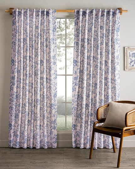 Maison d'Hermine Curtains for Living Room 100% Cotton 124 inch Length One Panel Window Curtains for Bedroom with Loop & Rod Pockets - Roy, 50" W x 124" L