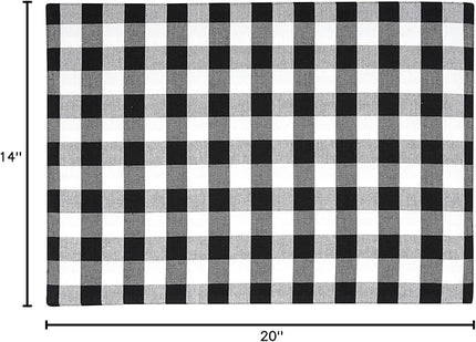 Urban VillaPlacemats for DiningTable 100% CottonPlacemats 14''x20''Over Sized Tablemats Set of 6 Placemats Black/White BuffaloCheckTablemats for Family DinnersWedding PartiesPlacemats