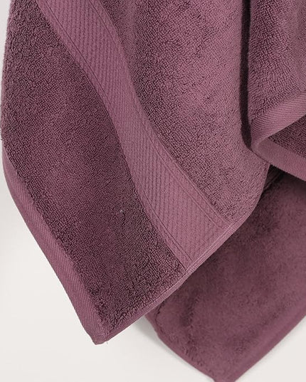 Superior Egyptian Cotton Pile Bath Towel Set of 2, Ultra Soft Luxury Towels, Thick Plush Essentials, Absorbent Heavyweight, Guest Bath, Hotel, Spa, Home Bathroom, Shower Basics, Plum