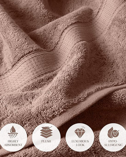 Superior Egyptian Cotton Pile 6-Piece Towel Set, 2 Bath, 2 Hand, 2 Face Towel/Washcloth, Heavyweight, Ultra Soft Luxury Towels, Thick Plush Essentials, Guest Bath, Spa, Hotel Bathroom, Muted Mauve