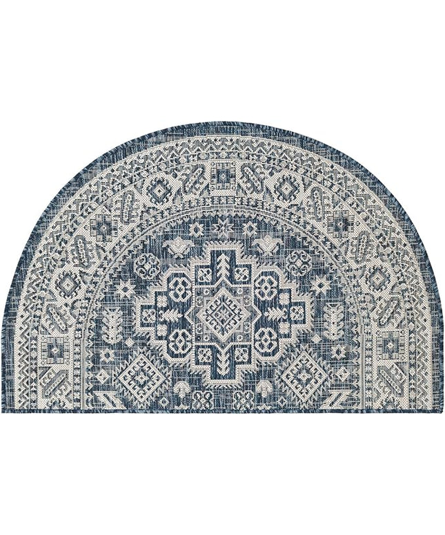Rugs.com Outdoor Aztec Collection Rug – 2x4 Hearth Blue Flatweave-Pile Rug Perfect for Living Rooms, Large Dining Rooms, Open Floorplans