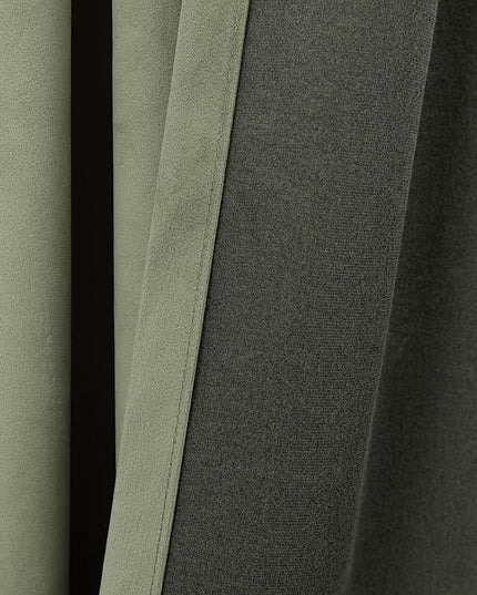 KOUFALL Sage Green Back Tab Velvet Curtains for Living Room 52x108 Inches Long 2 Panels