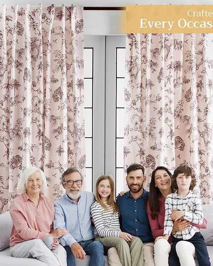 Maison d' Hermine Curtains for Living Room 100% Cotton 84 inch Length Two Panels Light Filtering Toile Curtains for Bedroom Windows with Rod and Loop Pockets Drapes (Bonobo Brown, 50" W x 84" L)