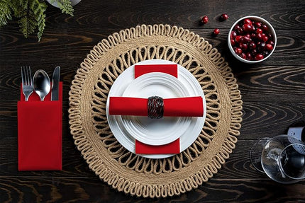 Linen-Feel Colored Paper Napkins - Decortive Cloth-Like Red Dinner Napkins - Soft And Absorbent. For Kitchen, Party, Wedding, Bathroom Or Any Occasion. (Pack of 100)