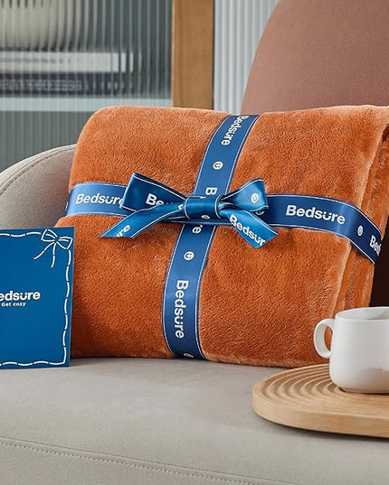 Bedsure GentleSoft Fleece Throw XL Blanket Burnt Orange - 300GSM Soft Lightweight Plush Cozy Blankets for Bed, Sofa, Couch, Travel, Camping, 50x70 inches