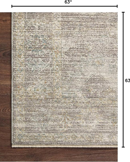 Loloi Magnolia Home by Joanna Gaines Millie Collection MIE-05 Stone/Natural 5'-3" x 5'-3", .25" Pile Height, Round Area Rug
