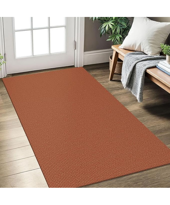 KOZYFLY Rugs for Entryway 3x5 ft Washable Area Rug Non Slip Rubber Backed Entry Rug Woven Indoor Door Mat Cotton Kitchen Rugs Floor Carpet for Entryway, Foyer, Backdoor, Orange/Tan