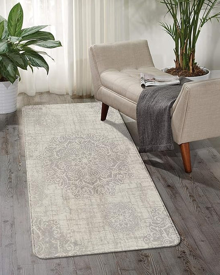 Lahome Vintage Medallion 2x4 Hallway Rug - Washable Non-Slip Kitchen Runner Rug Small Area Rugs, Throw Rugs Bath Mat for Bathroom Entryway Bedroom Hallways (2’ X 4’, Gray)