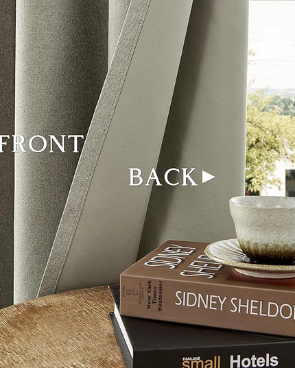 ChrisDowa 100% Blackout Sand Solid Curtains 84 Inches Long 2 Panels for Bedroom Living Room,Farmhouse Room Darkening Thermal Insulated Soundproof Grommet Top Window Treatment Drapes,52x84