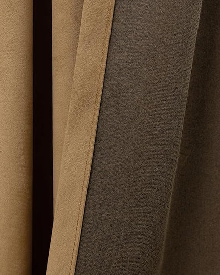 KOUFALL Velvet Black Out Curtains 63 Inch Long for Living Room,63 Inch Length Blackout Room Darkening Luxury Gold Brown Thermal Curtains Drapes for Bedroom 2 Panels Set