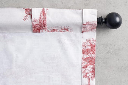 Maison d' Hermine Curtains for Living Room 100% Cotton 84 inch Length One Panel Light Filtering Toile Curtains for Bedroom Windows with Rod and Loop Pockets Drapes (Trianon Red, 50" W x 84" L)