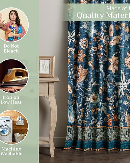 Maison d' Hermine Curtains for Living Room 100% Cotton 96 inch Length One Panel Light Filtering Curtains for Bedroom Windows with Rod and Loop Pockets Drapes (Luxury Loft Dark Teal, 50" W x 96" L)