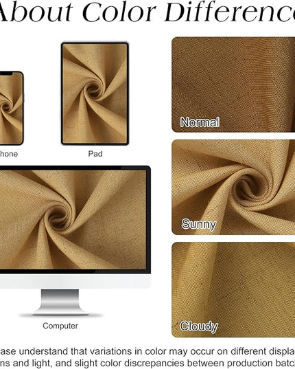 Naturoom 72 Inch Shower Curtain - Stall Narrow Half Linen Ultra Thick Fabric Shower Curtain Set with Hooks, Boho Farmhouse Rustic RV Camper Bath Curtains for Bathroom, Gold, 72x96