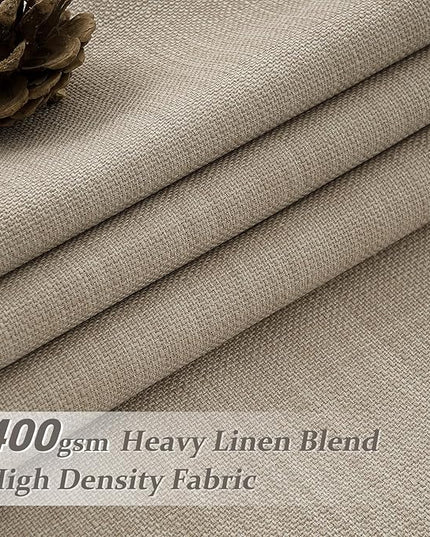 Blackout Pinch Pleated Double Layer Linen Blend Kids Room Curtains 72 Inches Long 2 Panels Set, Memory Trained Thermal Warm Beige Noise Blocking Cottagecore Drapes with Hook 40"W x 72"L Windows Burg