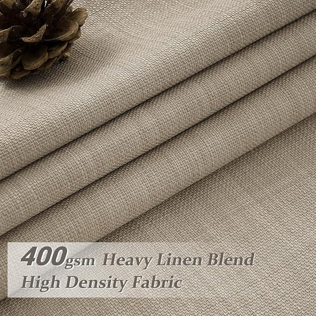 Extra Wide Burly Wood Birch Blackout Sliding Glass Door Curtains 90 Inches Long 2 Panels Set, Memory Trained Pinch Pleated Linen Double Layer Black Out Heat Blocking Modern Curtain with Hook 70W x 90L