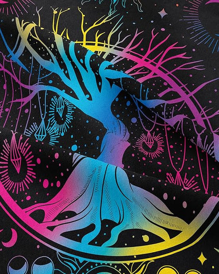 NINENINE Sun and Moon Bedding Set Full Size for Kids Boys Girls,Psychedelic Tree of Life Comforter Gothic Bohemian Bedding,Galaxy Stars Mandala Tribal Bed Set with 1 Comforter 2Pillowcases…