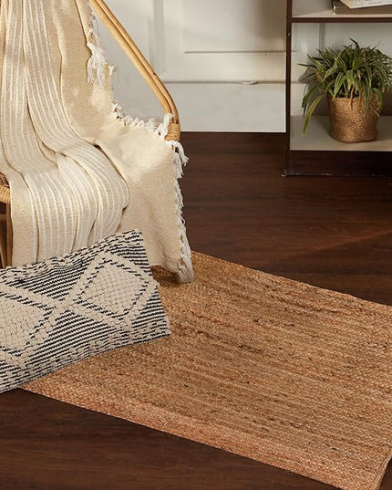 REDEARTH · Rectangular Area Rug - 2'x3' Braided Natural Jute - Artisan Made Boho Jute Rugs for Bedroom - Kitchen - Living Room - Farmhouse - Aesthetic Home Decor- Handmade Vintage Decor
