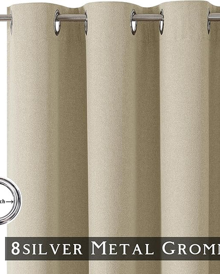 ChrisDowa 100% Blackout Tan Solid Curtains 54 Inches Long 2 Panels for Bedroom Living Room,Farmhouse Room Darkening Thermal Insulated Soundproof Grommet Top Window Treatment Drapes,52x54