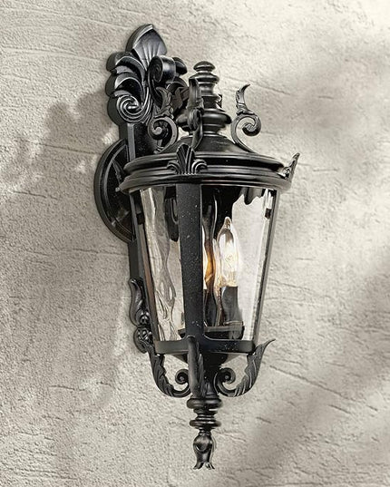 John Timberland Casa Marseille European Outdoor Wall Light Fixture Textured Black French 21 3/4" Clear Hammered Glass for Exterior House Porch Patio Outside Deck Garage Front Door Garden Home