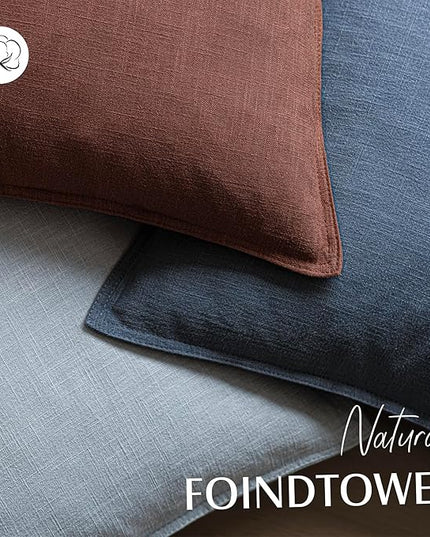 Foindtower Pack of 2, Decorative Linen Soild Throw Pillow Covers Soft Accent Euro Cushion Case Boho Farmhouse Pillowcase for Chair Couch Sofa Bedroom Living Room Home Decor 18 x 18 Inch Rust Red