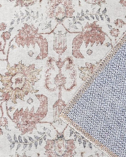 jinchan Kalen Runner Rug 2x8 Washable Hallway Rug Vintage Indoor Thin Retro Floor Cover Distressed Floral Country Lightweight Non Slip Carpet for Entryway Bathroom Bedroom Living Room Stairway Red