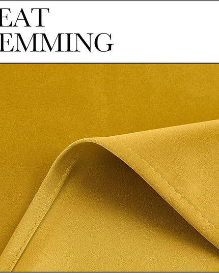NICETOWN Room Darkening Gold Curtains 63 inch Length 2 Panels - Grommet Top Sound Reduction Privacy Faux Silk Satin Thermal Drapes for Bedroom/Living Room, W52 x L63