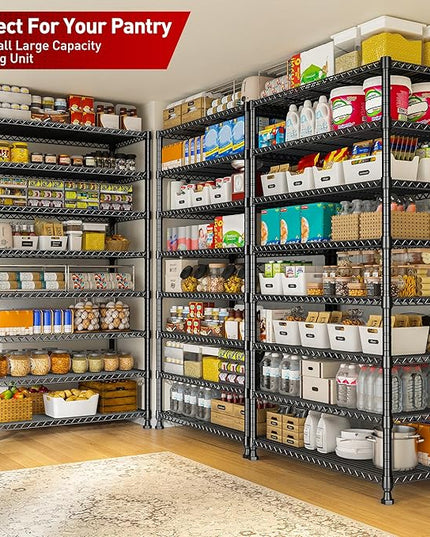 REIBII 8 Tier Metal Shelving 75"H Storage Shelves Tall Wire Shelving Unit Adjustable Detachable Storage Shelves for Laundry Pantry Kitchen Commercial school 1040LBS Storage Rack 75"H X 35"W X 14"D