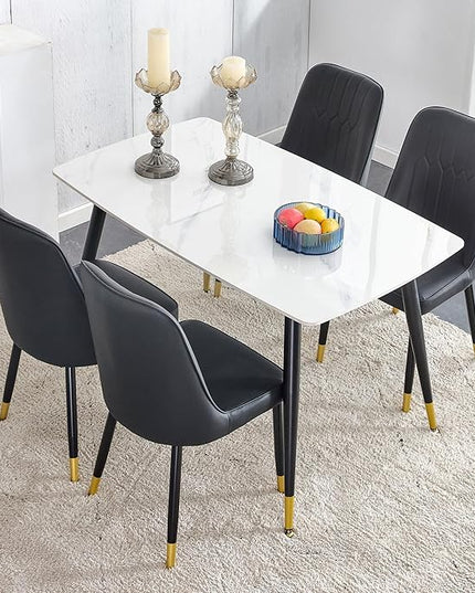 Black Dining Table Set for 4, Dining Room Table Set for 4, Sintered Stone Kitchen Table Top and Modern Chairs Set of 4 for Kitchen Dining Room, Small Space