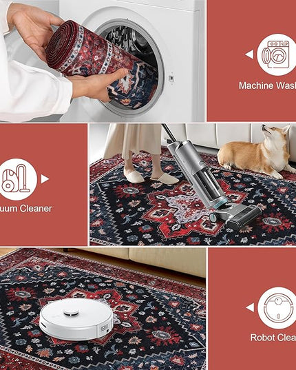 Ciicool 3x10ft Hallway Non Slip Rug, Washable Runner Rug Soft Pet Friendly Indoor Floor Long Carpet Low Pile Rug for Bathroom Kitchen Living Room Bedside Entryway