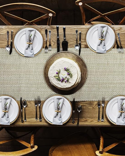 Urban Villa TableRunner 100% Cotton Two Tone Tablerunner Home Kitchen Dining Décor Table Runner 14''x72'' Egg Shell Table Runner with Fringes Parties Wedding BBQ's Everyday use Christmasrunner