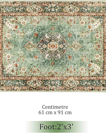 Small Rugs 2x3,Green Rug for Entryway Bathroom Bedroom Kitchen Entrance Doormat,Boho Vintage Bohemian Distressed Washable Oriental Accent Floor Throw Carpet Non Slip
