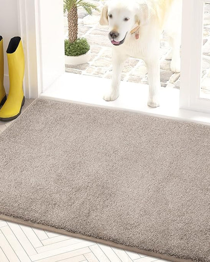PURRUGS Dirt Trapping Door Mat 20" x 31.5", Non-Slip Machine Washable Entry Rug, Shoe Scraper, Dog Doormat, Super Absorbent Welcome Mat for Front & Back Door, Muddy Shoes & Paws, Taupe