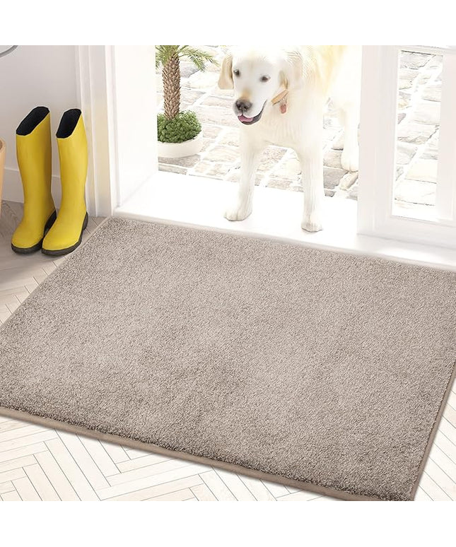 PURRUGS Dirt Trapping Door Mat 20" x 31.5", Non-Slip Machine Washable Entry Rug, Shoe Scraper, Dog Doormat, Super Absorbent Welcome Mat for Front & Back Door, Muddy Shoes & Paws, Taupe