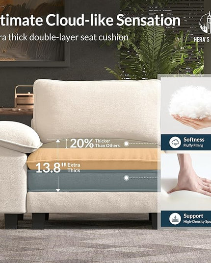 HERA'S HOUSE 158" Modular Sectional Sofa, Oversized Couches for Living Room, Comfy Cloud Couch 4-Seater Deep Seat Sofa with Throw Pillow, Chenille Beige