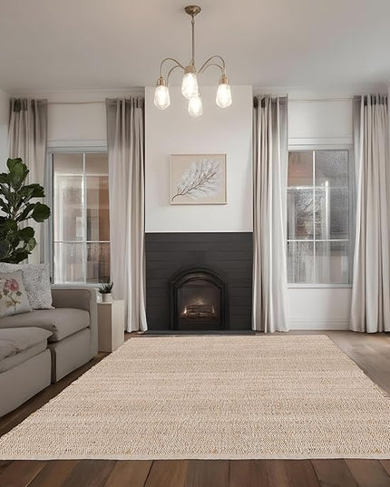 REDEARTH · Jute Cotton Area Rug - 6'x9' Rectangular Rug, Sustainable Handwoven, Non-Shedding, Soft & Durable – Reversible, Neutral Tones for Home Décor in Living Room, Dining Room, Bedroom