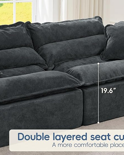 Hobestluk 104" Sectional Sofa Couches 3 Seater Modular Sofa, Boneless Couch, Cloud Couch with Removable Cushion, Modular Sectional Couches for Living Room(Darkgrey)