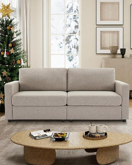 Tbfit Sectional Couch Loveseat, 79" Modern Comfy Sofa with Deep Seat, Removable Cover & Reversible Cushion, Khaki