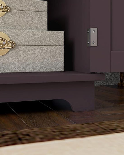HOMCOM Sideboard with Solid Wood Countertop, Modern Kitchen Storage Cabinet, Coffee Bar Cabinet with 2 Drawers, Doors and Adjustable Shelf, Coffee